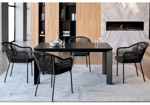  "Венето" обеденная группа на 4 персоны со стульями "Лион", каркас темно-серый, роуп темно-серый, фото 2 