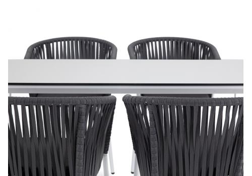  "Малага" обеденная группа на 4 персоны со стульями "Бордо", каркас белый, роуп серый, фото 4 