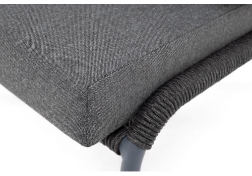  "Милан" кресло плетеное из роупа, каркас алюминий темно-серый (RAL7024) муар, роуп темно-серый круглый, ткань темно-серая 027, фото 6 