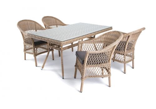 "Амароне" обеденная группа из искусственного ротанга на 4 персоны, цвет соломенный, фото 2 