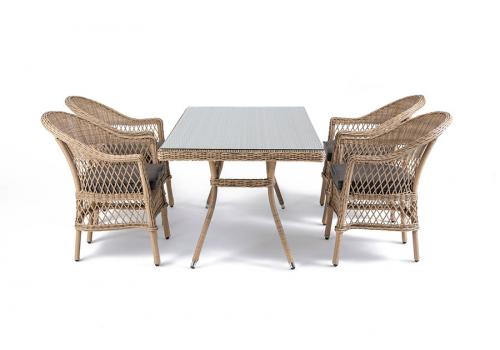  "Амароне" обеденная группа из искусственного ротанга на 4 персоны, цвет соломенный, фото 3 