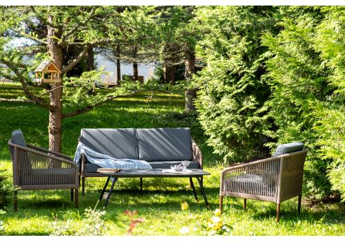  "Канны" лаунж-зона 4-местная из роупа со столом "Верона" (серый гранит), каркас алюминиевый коричневый, роуп коричневый, фото 5 