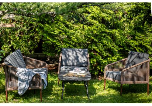  "Канны" лаунж-зона 4-местная из роупа со столом "Верона" (серый гранит), каркас алюминиевый коричневый, роуп коричневый, фото 6 