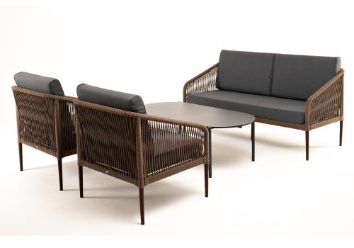  "Канны" лаунж-зона 4-местная из роупа со столом "Верона" (серый гранит), каркас алюминиевый коричневый, роуп коричневый, фото 19 