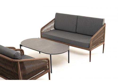 "Канны" лаунж-зона 4-местная из роупа со столом "Верона" (серый гранит), каркас алюминиевый коричневый, роуп коричневый, фото 21 