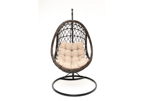  "Венеция" подвесное кресло-кокон из искусственного ротанга, цвет бронзовый с бежевой подушкой, фото 12 