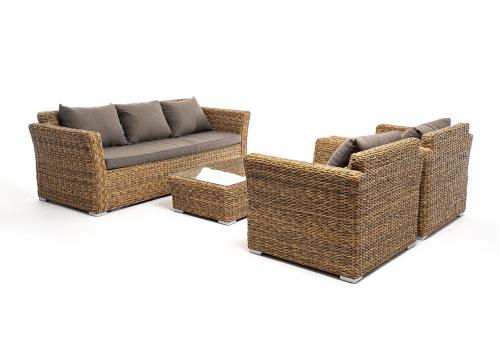  "Капучино" лаунж-зона из искусственного ротанга (гиацинт), цвет соломенный, фото 1 