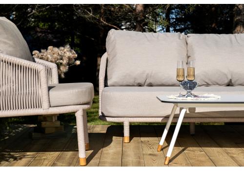  "Верона" лаунж-зона 5-местная плетеная из роупа (веревки), каркас алюминиевый белый, роуп бежевый, фото 4 