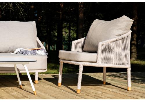  "Верона" лаунж-зона 5-местная плетеная из роупа (веревки), каркас алюминиевый белый, роуп бежевый, фото 9 