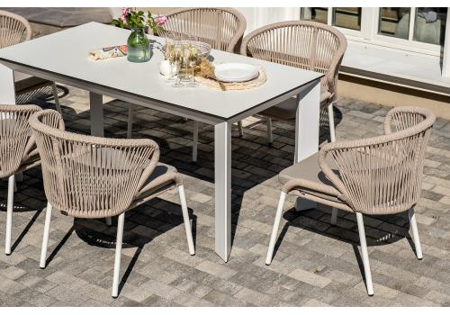  "Венето" обеденная группа на 6 персон со стульями "Милан", каркас белый, роуп бежевый, фото 6 