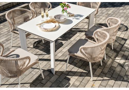  "Венето" обеденная группа на 6 персон со стульями "Милан", каркас белый, роуп бежевый, фото 7 