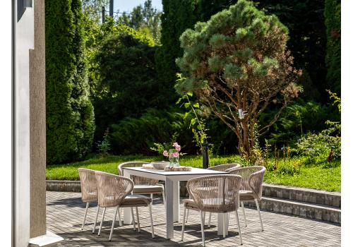  "Венето" обеденная группа на 6 персон со стульями "Милан", каркас белый, роуп бежевый, фото 9 