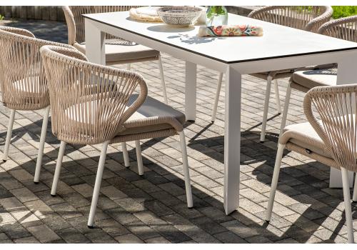  "Венето" обеденная группа на 6 персон со стульями "Милан", каркас белый, роуп бежевый, фото 11 