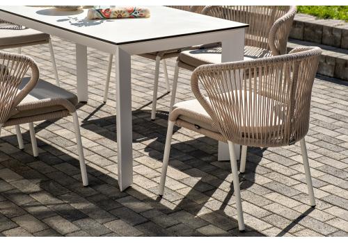  "Венето" обеденная группа на 6 персон со стульями "Милан", каркас белый, роуп бежевый, фото 12 