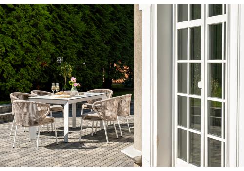  "Венето" обеденная группа на 6 персон со стульями "Милан", каркас белый, роуп бежевый, фото 13 