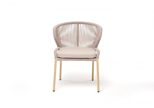  "Милан" стул плетеный из роупа, каркас алюминий (RAL1001), роуп бежевый круглый, ткань бежевая, фото 2 