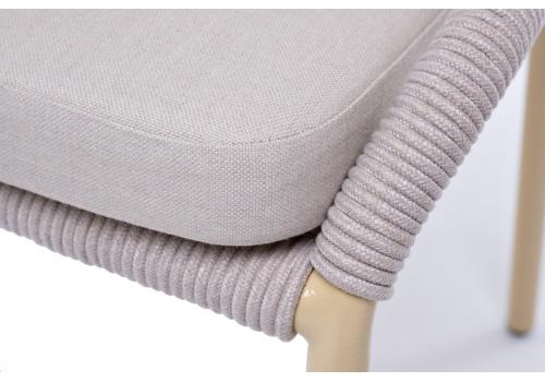  "Милан" стул плетеный из роупа, каркас алюминий (RAL1001), роуп бежевый круглый, ткань бежевая, фото 4 