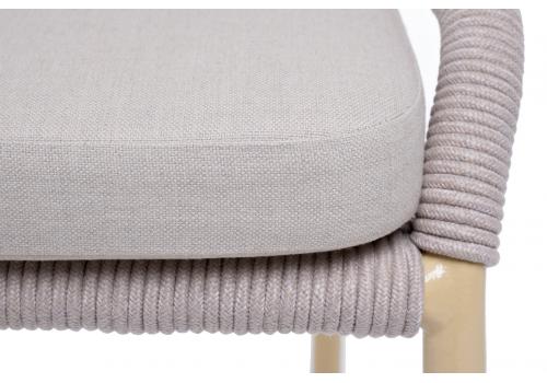  "Милан" стул плетеный из роупа, каркас алюминий (RAL1001), роуп бежевый круглый, ткань бежевая, фото 5 