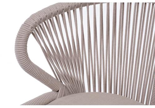  "Милан" стул плетеный из роупа, каркас алюминий (RAL1001), роуп бежевый круглый, ткань бежевая, фото 6 