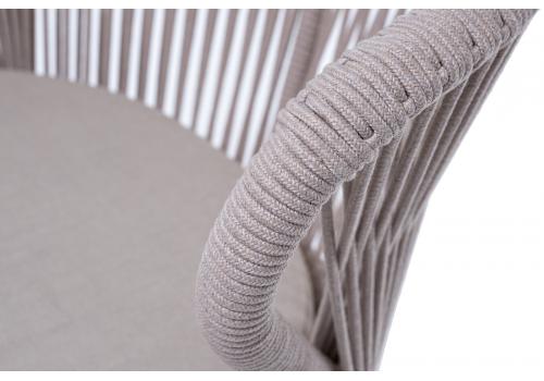  "Милан" стул плетеный из роупа, каркас алюминий (RAL1001), роуп бежевый круглый, ткань бежевая, фото 7 