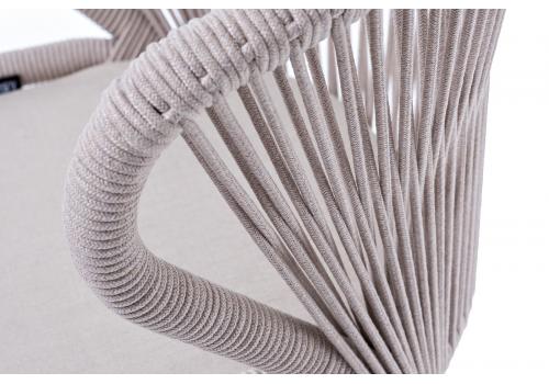  "Милан" стул плетеный из роупа, каркас алюминий (RAL1001), роуп бежевый круглый, ткань бежевая, фото 8 