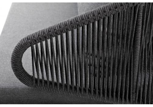 "Милан" диван 3-местный плетеный из роупа, каркас алюминий темно-серый (RAL7024) муар, роуп темно-серый круглый, ткань темно-серая 027, фото 6 