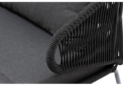  "Милан" диван 3-местный плетеный из роупа, каркас алюминий темно-серый (RAL7024) муар, роуп темно-серый круглый, ткань темно-серая 027, фото 8 