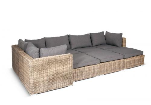  "Лунго" плетеная оттоманка с подушкой, цвет соломенный, фото 3 