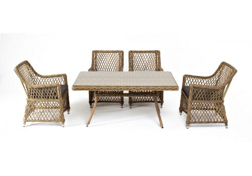  "Латте–140 L" обеденная группа плетеная, цвет соломенный, фото 1 