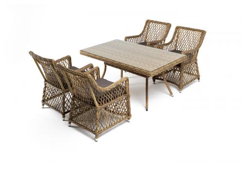  "Латте–140 L" обеденная группа плетеная, цвет соломенный, фото 4 