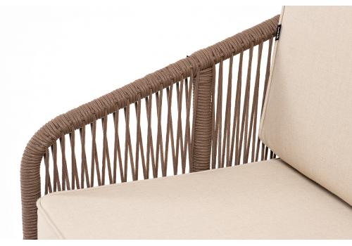  "Канны" лаунж-зона 4-местная из роупа со столом "Гранада" (серый гранит), основание дуб, роуп коричневый, ткань бежевая, фото 6 
