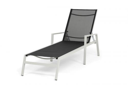  "Парма" шезлонг, каркас алюминий светло-серый (RAL7035) муар, ткань текстилен темно-серая, фото 2 