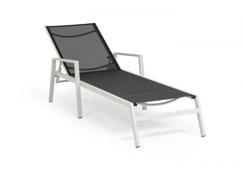  "Парма" шезлонг, каркас алюминий светло-серый (RAL7035) муар, ткань текстилен темно-серая, фото 4 