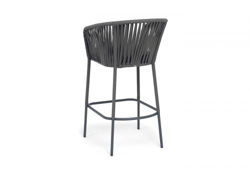  "Бордо" стул барный плетеный из роупа, каркас из стали темно-серый (RAL7024) муар, роуп серый 15мм, ткань темно-серая 027 NEW, фото 5 