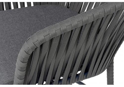  "Бордо" стул барный плетеный из роупа, каркас из стали темно-серый (RAL7024) муар, роуп серый 15мм, ткань темно-серая 027 NEW, фото 6 
