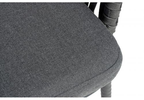  "Бордо" стул барный плетеный из роупа, каркас из стали темно-серый (RAL7024) муар, роуп серый 15мм, ткань темно-серая 027 NEW, фото 7 