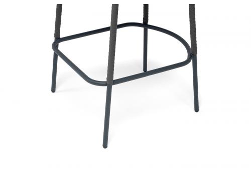  "Бордо" стул барный плетеный из роупа, каркас из стали темно-серый (RAL7024) муар, роуп серый 15мм, ткань темно-серая 027 NEW, фото 8 