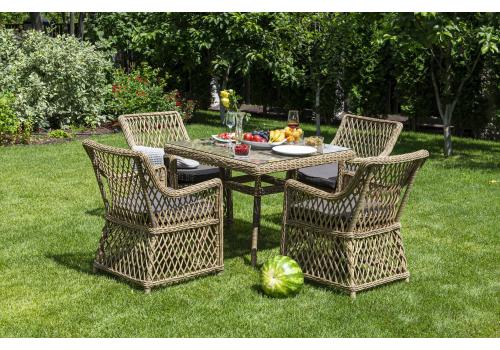  "Айриш" обеденная группа плетеная на 4 персоны, цвет соломенный, фото 1 