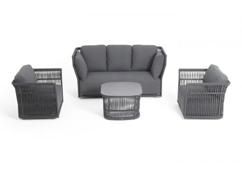  "Лугано" лаунж-зона 5-местная плетеная из роупа (веревки), каркас алюминиевый темно-серый, роуп темно-серый, фото 37 