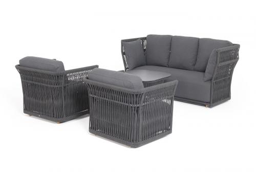  "Лугано" лаунж-зона 5-местная плетеная из роупа (веревки), каркас алюминиевый темно-серый, роуп темно-серый, фото 39 