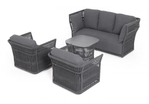  "Лугано" лаунж-зона 5-местная плетеная из роупа (веревки), каркас алюминиевый темно-серый, роуп темно-серый, фото 41 