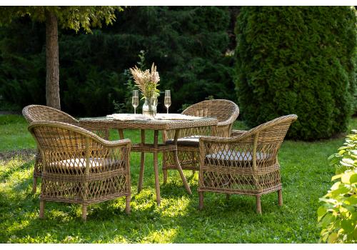  "Сицилия" обеденная группа плетеная, цвет соломенный, фото 1 