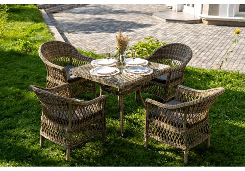  "Сицилия" обеденная группа плетеная, цвет соломенный, фото 2 