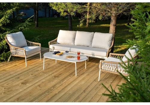  "Венеция" лаунж-зона из искусственного ротанга, цвет соломенный, фото 4 