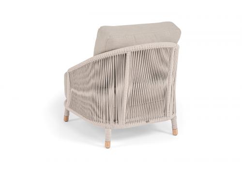  "Верона" кресло плетеное из роупа, каркас алюминий белый муар, роуп бежевый круглый, ткань бежевая 15052, фото 5 