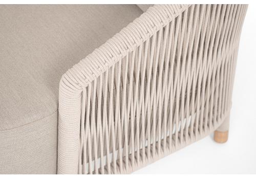  "Верона" кресло плетеное из роупа, каркас алюминий белый муар, роуп бежевый круглый, ткань бежевая 15052, фото 6 