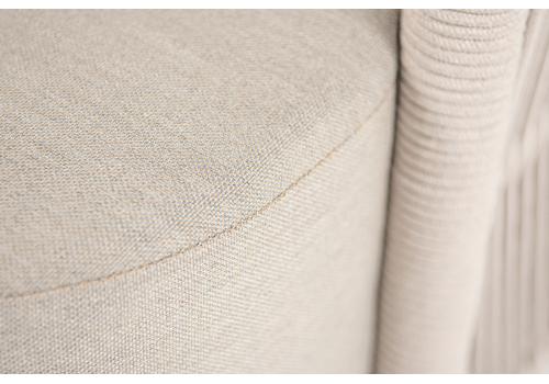  "Верона" кресло плетеное из роупа, каркас алюминий белый муар, роуп бежевый круглый, ткань бежевая 15052, фото 7 