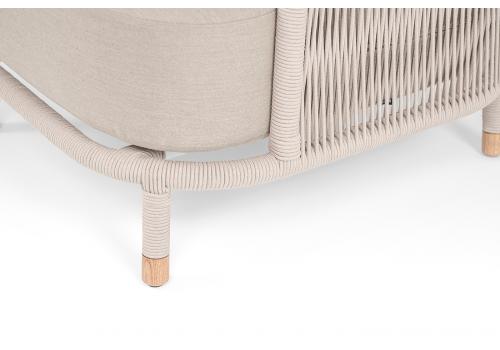  "Верона" кресло плетеное из роупа, каркас алюминий белый муар, роуп бежевый круглый, ткань бежевая 15052, фото 8 