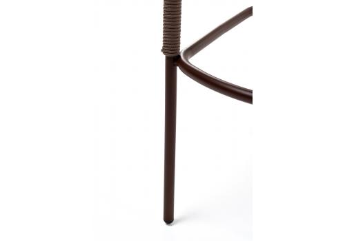  "Марсель" стул барный плетеный из роупа, каркас из стали коричневый (RAL8016) муар, роуп коричневый круглый, ткань темно-серая 027, фото 8 