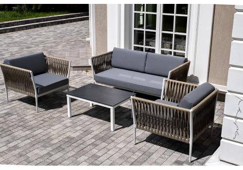  "Касабланка" лаунж-зона плетеная из роупа 4-местная, цвет серый, фото 1 